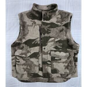 Cabelas Men's Wool Blend Lined Outfitter Camo Hunting Vest Zipper Pocket XL